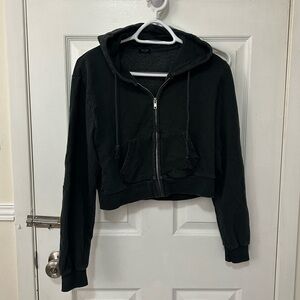 Brandy Melville Crystal Zip Up Cropped Hoodie